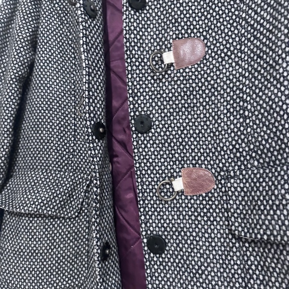 Trosiata Hooded Wool Jacket - Handcrafted Black & White Size M - Picture 3 of 5